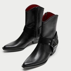 Zara Leather Cowboy Boots